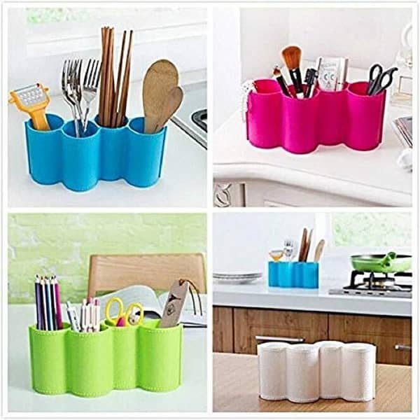 Plastic 5-Section Utensil Holder and Tableware Organizer