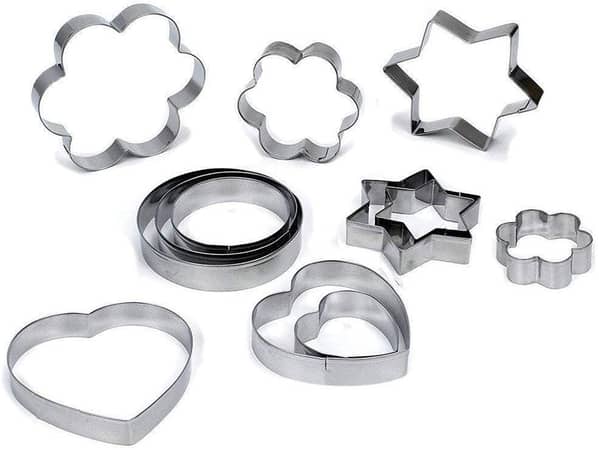 Cookie Cutters Mold Metal Biscuit Cutters Set Stainless Steel Flower Fruit Cutter Heart Star Circle Flower Shaped for Kitchen Baking Halloween Christmas Festivals 12 Pcs