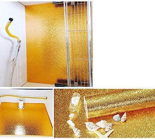 Kitchen Gold Oil-Proof Waterproof Aluminum Foil Backed Sticker for Stove Cabinet Liner (200cm x 40cm, Gold)