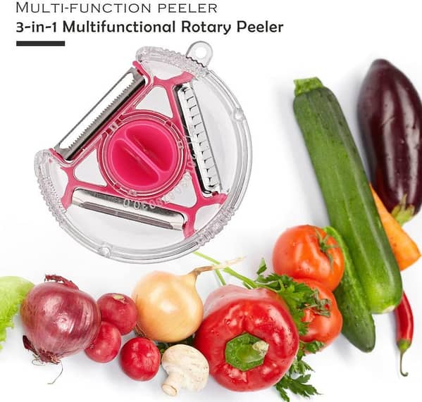 3-in-1 Rotary Peeler, Mospro With Standard Blade, Soft Skin Blade, Julienne Blade, For Fruits And Vegetables