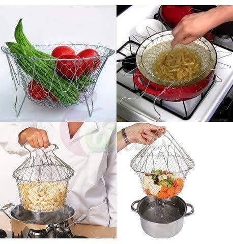 Chef Basket 12 in 1 Stainless Steel Kitchen Tool for Deep Frying, Boiling, Cooking