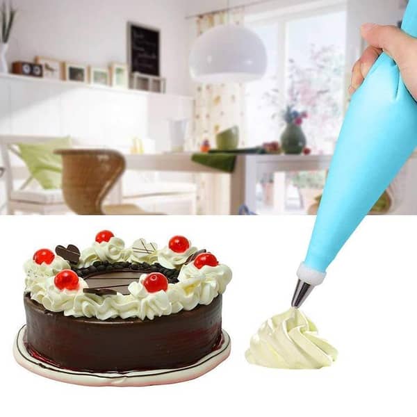 Reusable and Washable 12 Piece Cake Decorating Set Frosting Icing Piping Bag Tips with Steel Nozzles