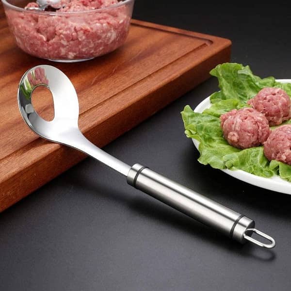 Stainless Steel Meat Scoop, Non-Stick, Long Handle, Meatball Scoop