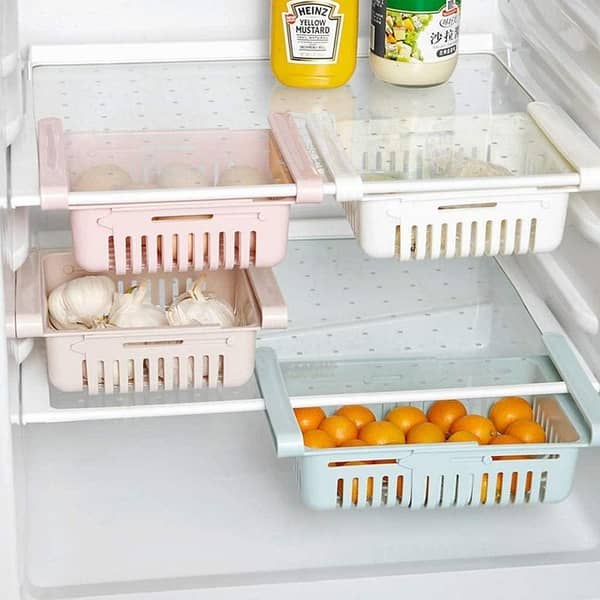 Fridge Drawer Organizer, Retractable Drawer Refrigerator Storage Box, Unique Design Pull Out Bins