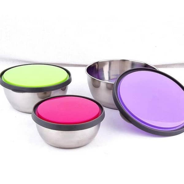3Pcs Stainless Steel Seal Bowl with Lids, Mixing Bowls Food Storage Box Container For Cooking Supplies