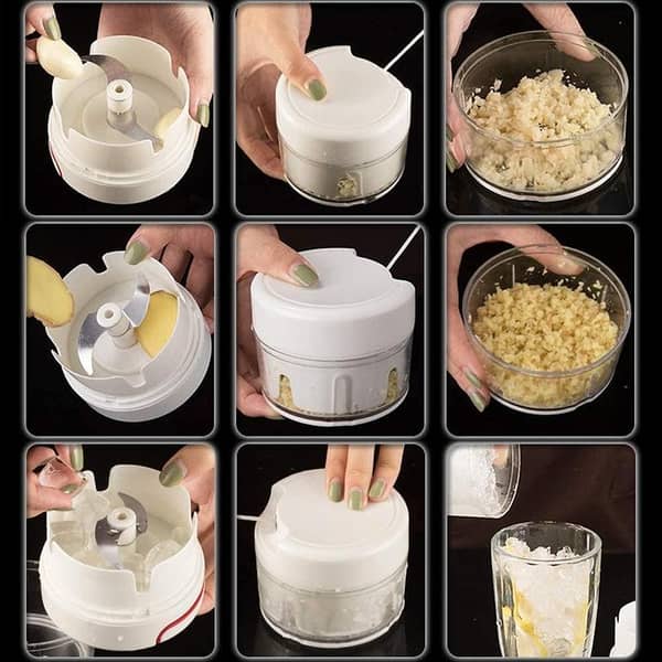 Latest Manual Food Chopper Mini Garlic Press Mincer Tool Pull String Vegetable