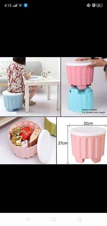 Storage Stool, PP Plastic Household Stool with Lid Storage Stool Stackable