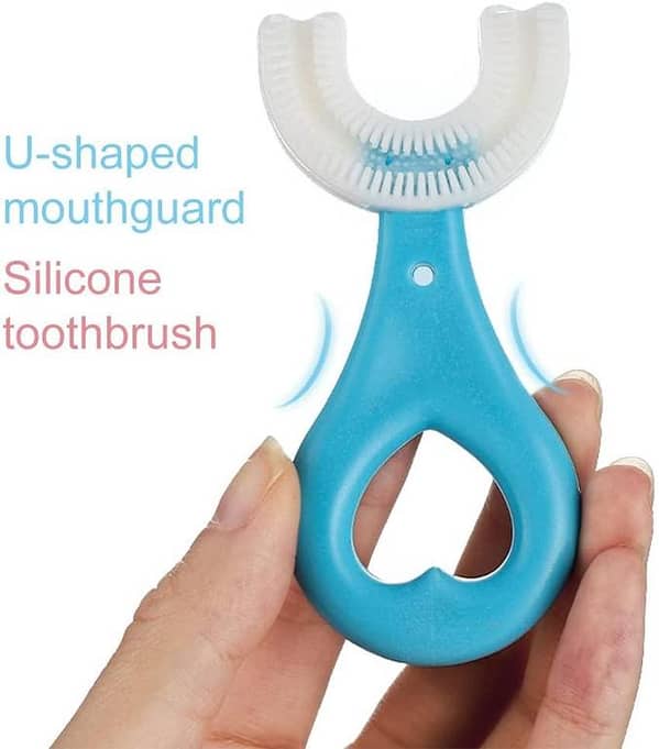 Kids U-Shaped Toothbrush,U Shape Kids Manual Toothbrush,Silicone Bristles Massage Gums,3360° Oral Teeth Cleaning Design for Children