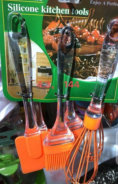 3-Piece Baking Kit, Basting Brush, Dough Spatula & Whisk, Silicone Kitchen Utensils