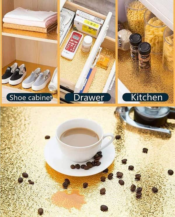 40 cm x 2 m Kitchen Wall Sticker - Self-Adhesive Aluminum Oil-Resistant, Waterproof, Heatproof Stovetop Backsplash (Golden)