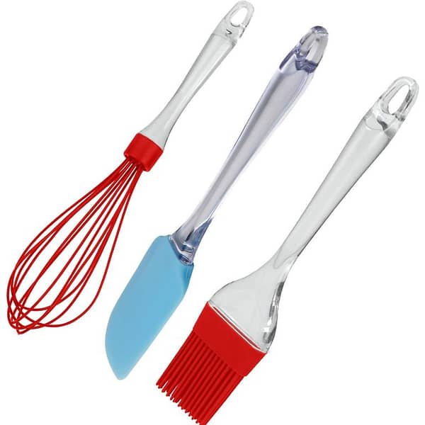 3-Piece Baking Kit, Basting Brush, Dough Spatula & Whisk, Silicone Kitchen Utensils