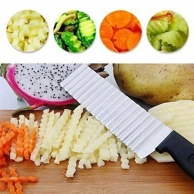 Wavy Chopper Potato Cutter Knife Crinkle Tool French Fry Slicer Stainless Steel Blade Vegetable Salad Chopping Knife