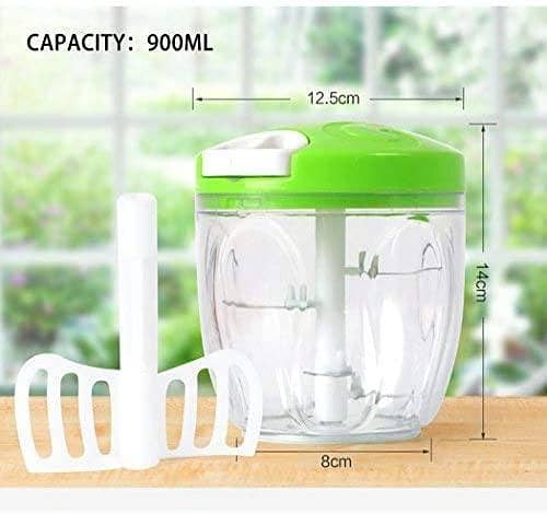 Manual Food Chopper Hand Pull Mincer Hand-Powered Food chopper with 5 Blades,