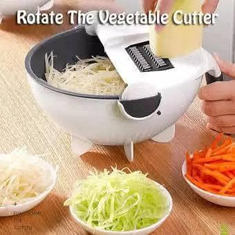 Magic Rotate Vegetable Cutter w/ Drain Basket Manual Vegetable Slicer Draining Basket Multi-functional Kitchen Veggie Fruit Shredder Grater Slicer Rotating Veggie Cutter Drain Bowl Sets Kitchen Tool