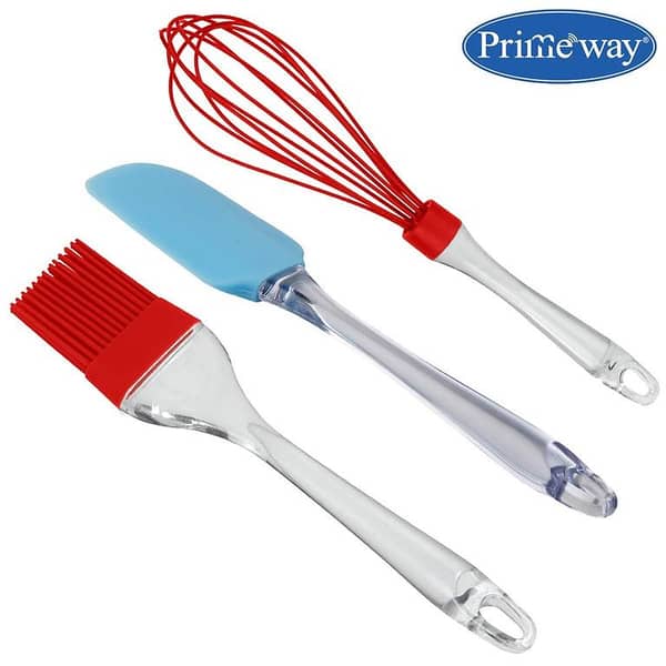 3-Piece Baking Kit, Basting Brush, Dough Spatula & Whisk, Silicone Kitchen Utensils
