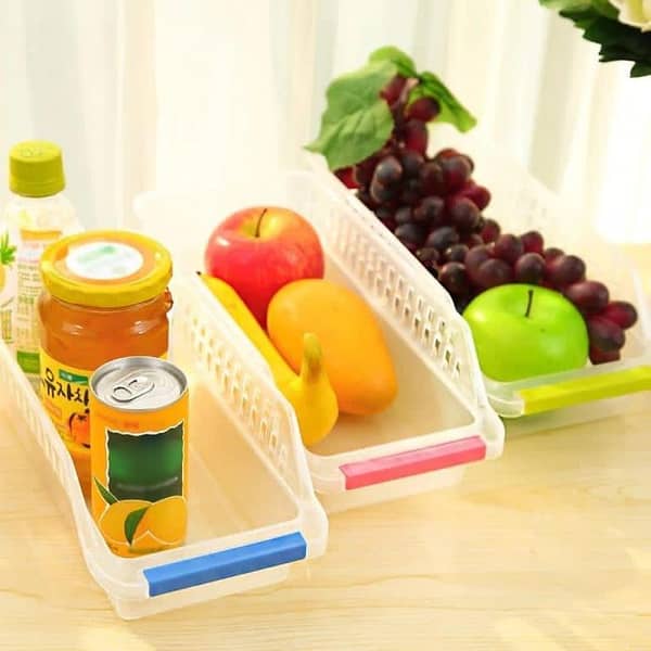 Fridge Storage Basket Shelf Organiser Rack Space Saver Food Storage Refrigerator Drawer Fruit Vegetables Storage Basket Organizer Box Containers Tray for Home and Kitchen