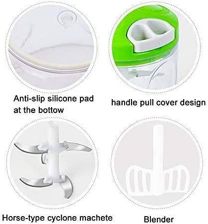 Pull Strig Onion Chopper Manual Food Processor Chopper with Stainless Steel Spin 5 Blades,Hand