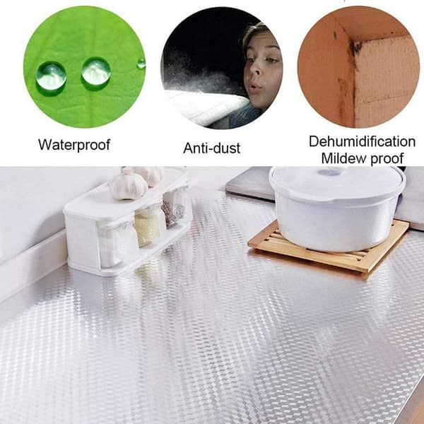 Kitchen Backsplash Wallpaper Stickers with Peel & Stick Aluminum Foil Finish for Cabinets, Walls and Shelves