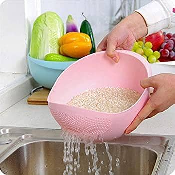 Food Grade Plastic Rice Beans Peas Washing Strainer Green Pink Color Basket  pack of 3
