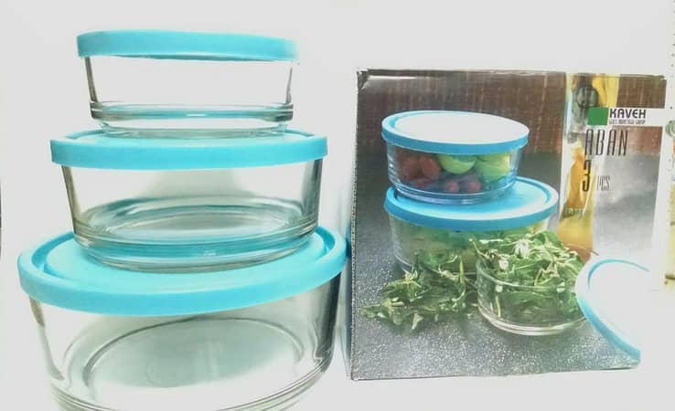 3pc Small, Medium and Large Round Air Tight Glass Food Storage Bowls Containers
