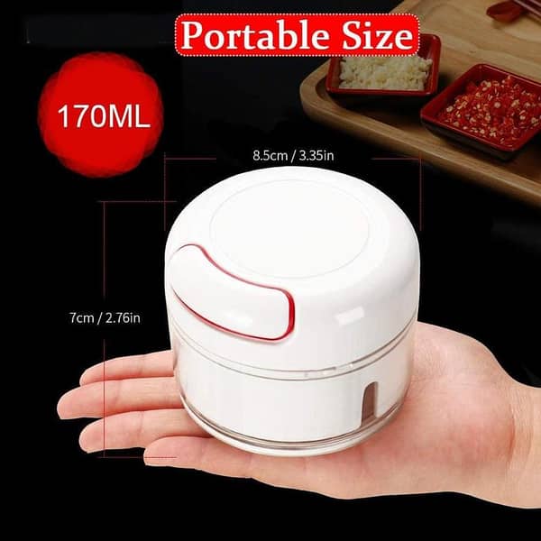 Mini Manual Garlic Chopper - the Latest Portable Ginger Grinder (170 ml, White)