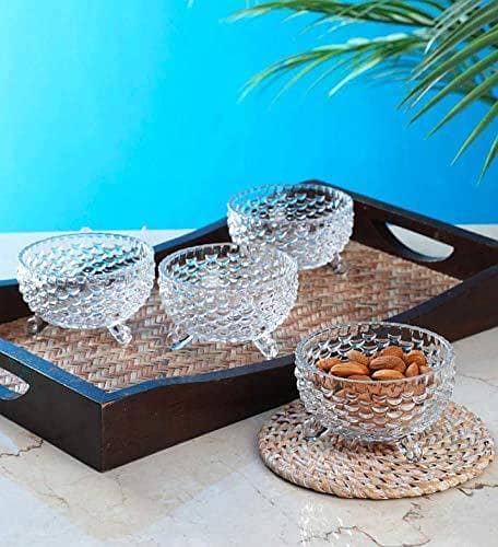 Glass Bowl Set of 7 pcs (1x Big Bowl and 6X Small Bowls) for Serving Snacks Pudding Dessert Fruits and Other Kitchen Purpose
