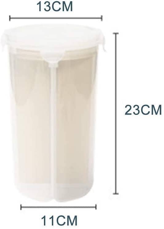 4 Grid Cereal & Dry Food Storage Containers, Airtight Lid Suitable for Kitchen Cereal, Flour, Sugar, Coffee, Rice, Nuts, Snacks