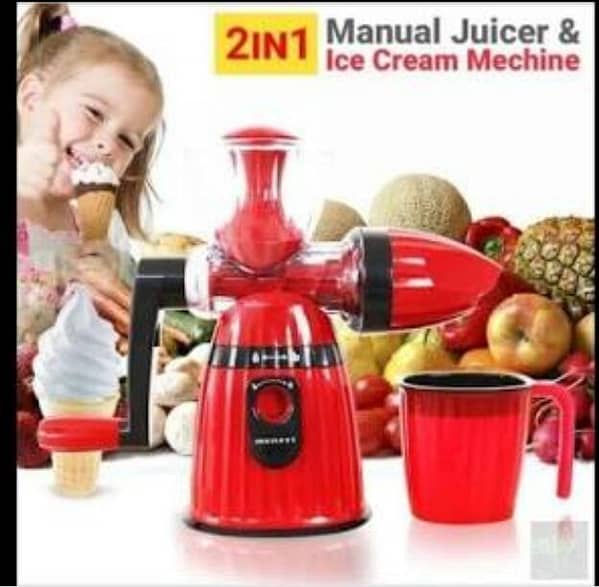 2 in 1 Manual Hand Crank, At Home Easy Clean, Ice Cream Maker and Juicer,