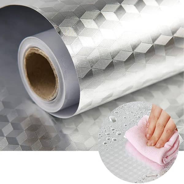 Aluminium Foil Oil-Proof Kitchen Backsplash, Self-Adhesive, Anti-Mold, Heat-Resistant Wall Sticker (40 cm x 1 m)