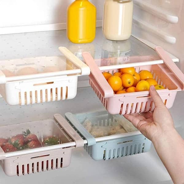 Retractable Fridge Drawer Organizer, Kitchen Refrigerator Fridge Storage Box