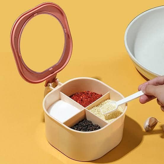 Kitchen Spice Holder with 4 Compartments, Seasoning Box