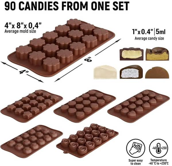 Silicone Candy Molds Easy to Use & Clean Chocolate Molds - Silicone Molds pack of 3