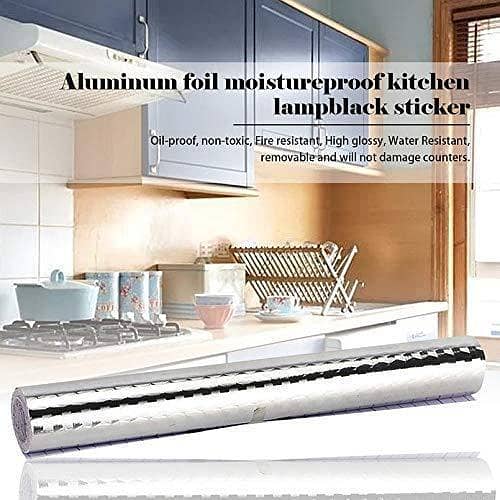 Aluminium Foil Oil Proof Kitchen Backsplash Self-Adhesive Anti-Mold and Heat Resistant Wall Sticker for Walls Cabinets Drawers and Shelves Each Roll. 40cm*1 Meter.