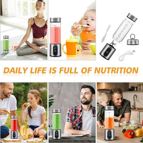 Portable Blender USB Rechargeable, Small Blender Single Serve, Personal Size Blender Travel Blender Juicer Cup 380ml (FDA, BPA free)