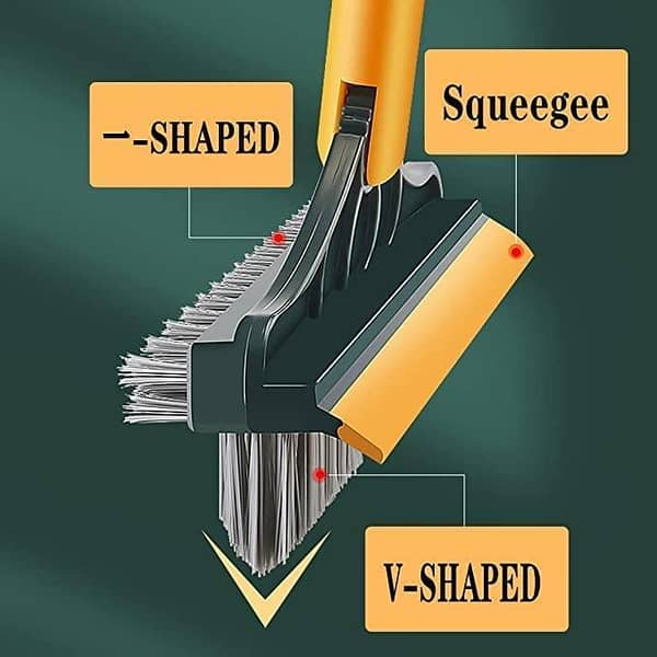 Floor Scrub Brush, 3 in 1 Scrubbing Brush with Long Handle, 35 in Long Handled Scrubbing Brush Bathroom Grout Brush with 120° Rotating Scrubbing Cleaning Tool