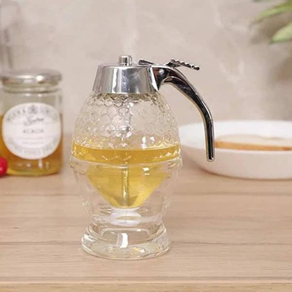 Honey Dispenser with Stand Honey Container, Syrup and Sugar Jar Pot, No Drip Honey Dispenser with High Capacity