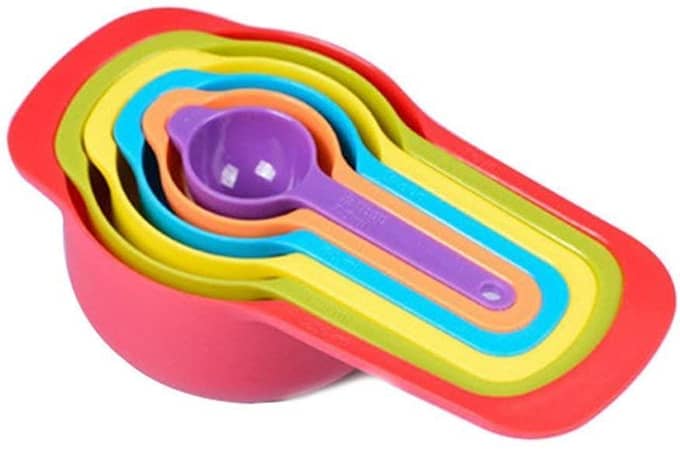 Rainbow Set of 6 Stackable Measuring Cups for Cooking and Baking