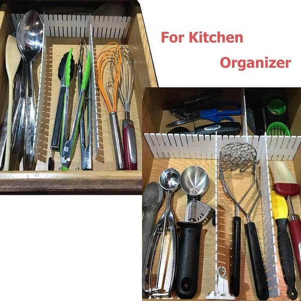 drawer dividers with adjustable louvers for kitchen, bathroom, bedroom, walk-in closet, storage and household drawer organization