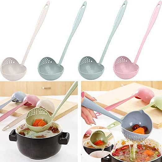 2 in 1 Long Handle Soup Spoon Kitchenware Home Strainer Cooking  Kitchen Scoop Kitchen