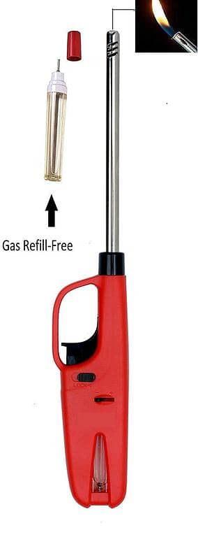 Kitchen Flame Plastic Lighter and Stainless Steel Adjustable with Gas Refill