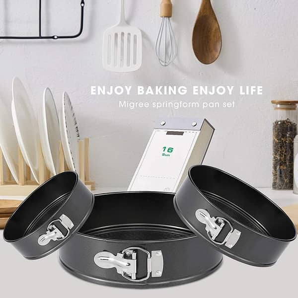 Set of 3 Nonstick Cake Pans,Leakproof Round Cake Pan Set with 3pcs (6" 8" 10") Springform Pan,Bakeware Cheesecake Pan with Removable