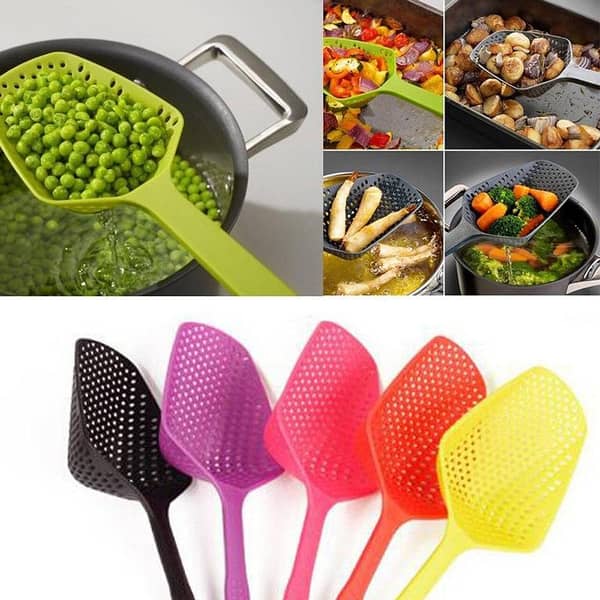 Slotted Spoon Strainer Spoon Strainer Vegetables Drain Water Nylon Strainer Spoon Strainer Kitchen Accessories