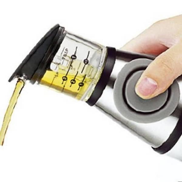 Oil Dispenser, Oil Vinegar Dispenser Bottle 500ml Glass Bottle with Measurements and Oil Pump Portion Control Oil Dispenser for Kitchen Cooking