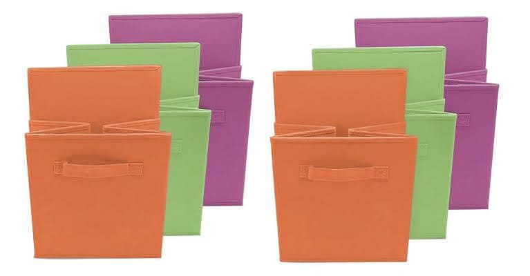 Colored Large Storage Bins  Dual Handles  Foldable Cube Baskets for Home, Kids Room, Closet and Toys Organization  Fabric Cube Bin (Colorful)