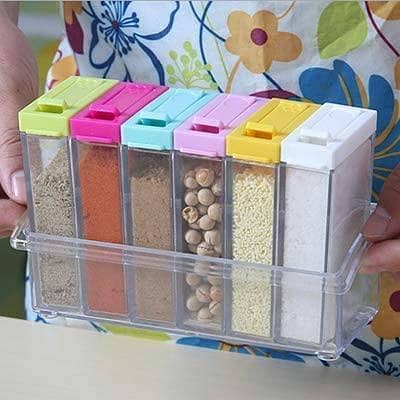 Kitchenware Transparent Plastic Seasoning Box Spice Bottle Six-piece  Msg Seasoning Jar Seasoning Storage Box