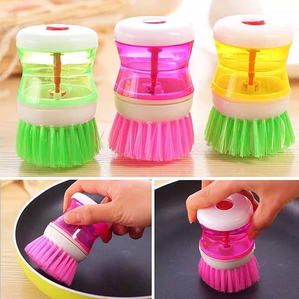 Home Kitchen Washing Utensils Dish Washing Brush with Liquid Soap Dispenser
