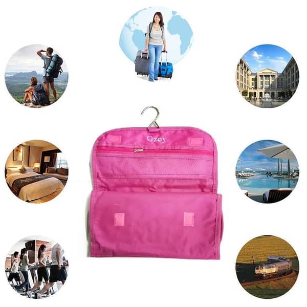 Cosmetic Travel Bags Portable Hanging Toiletry Bag Organizer Kit with Hook (Multi-Color) – Pack of 1