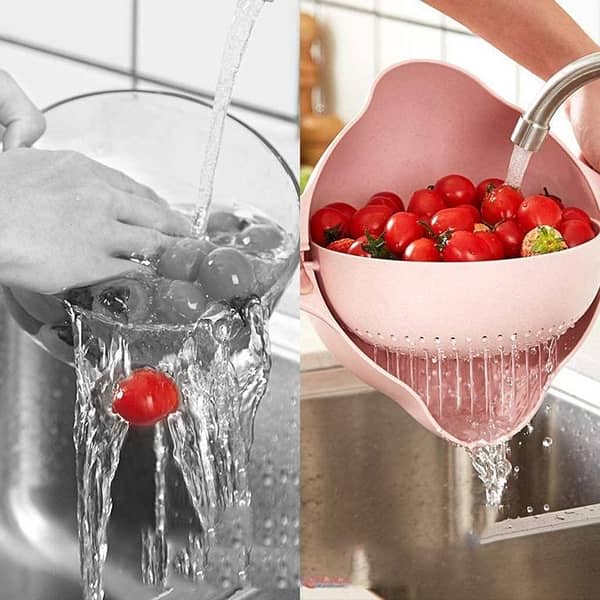 Household Dish Drain Basket Fruit Basket Double PP Plastic Living Room Dish Fruit Basket
