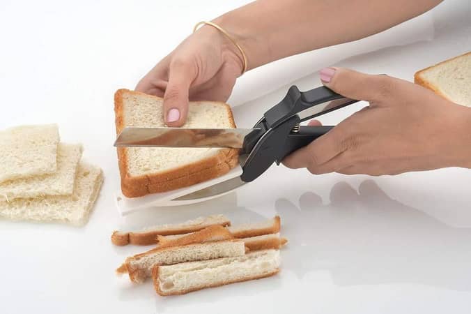Clever Cutter 2 in 1 Kitchen Knife & Cutting Board Scissors Stainless Steel Kitchen Food Cutter