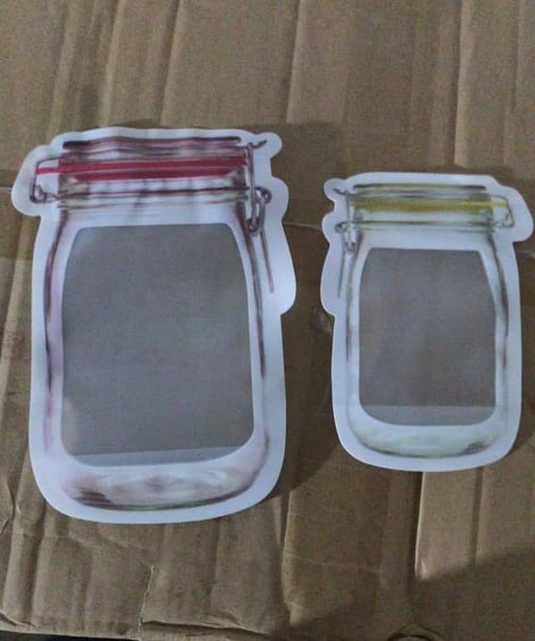 Reusable Airtight Bags in the Shape of a Glass Jar Closure with a Zipper Closable Food Storage Bags for Sandwich Snacks